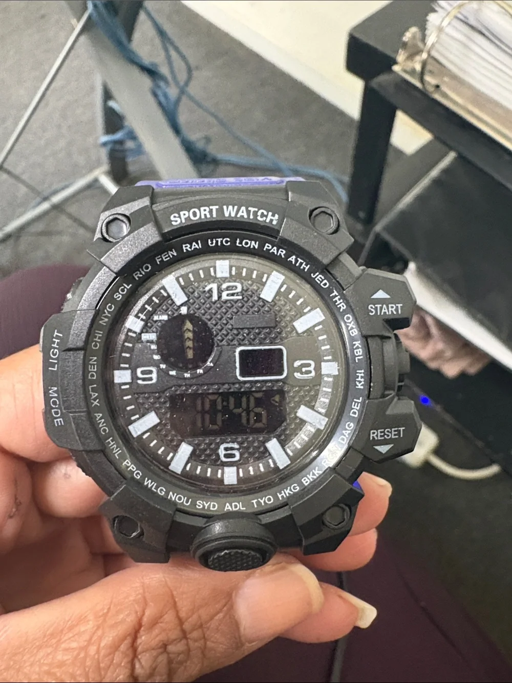 Sport Watch - Black and Purple Rugged Digital-Analog Watch